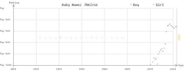 Baby Name Rankings of Amina