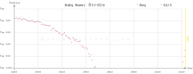 Baby Name Rankings of Birdie