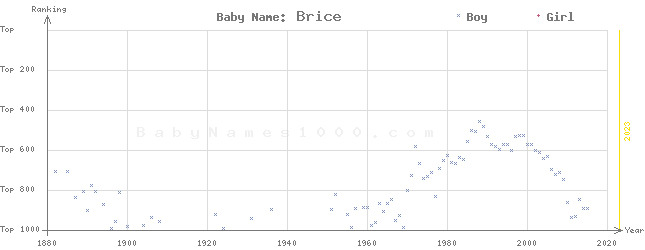 Baby Name Rankings of Brice